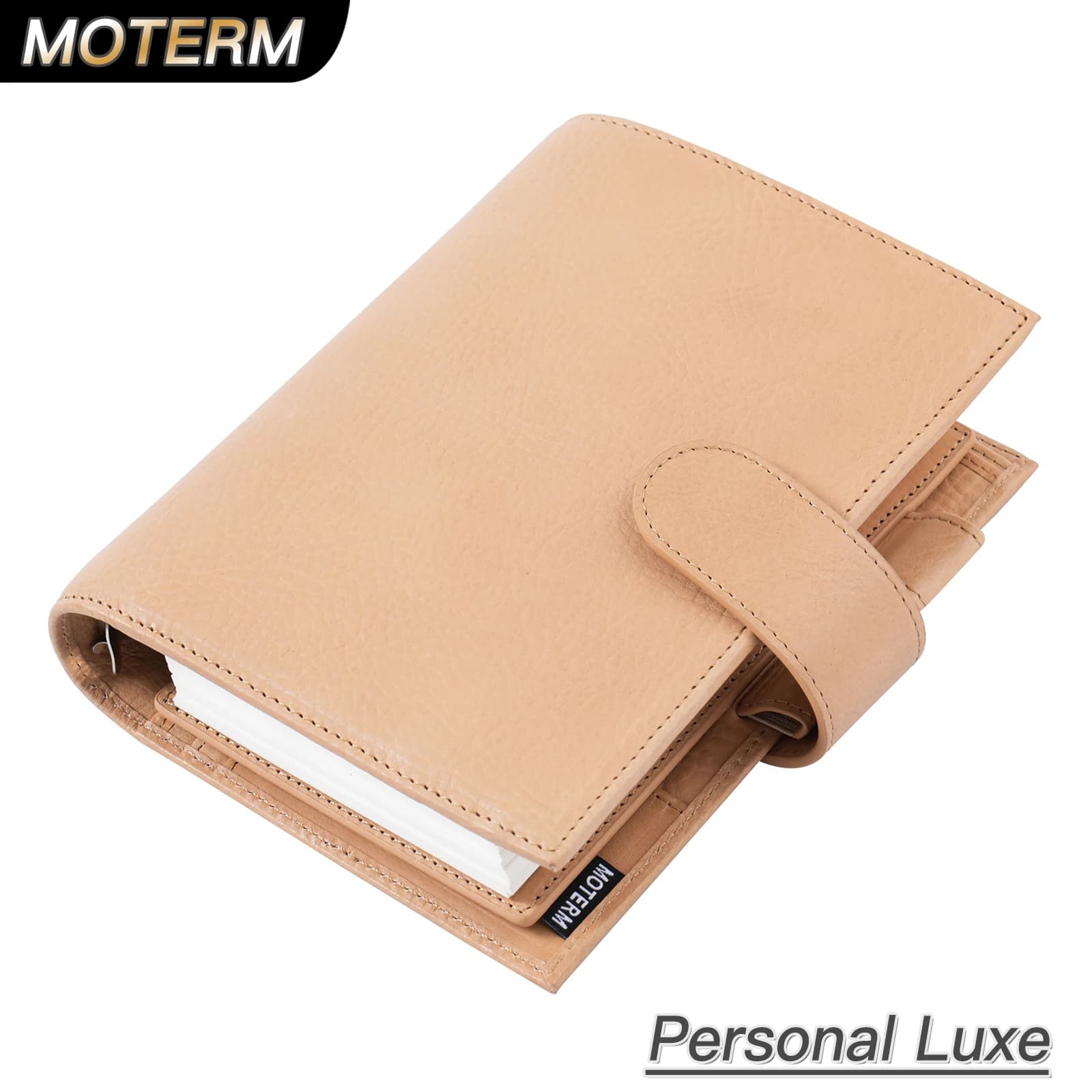 Moterm Full Grain Veg Tan Leather Personal Size Luxe 2.0 Rings Planner Notebook with 30MM Rings Agenda Organizer Diary Journal