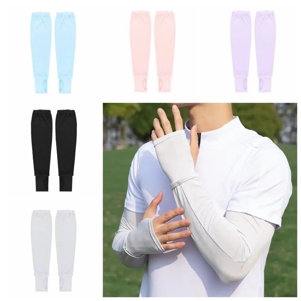 Sun protection Arm protection Long sleeves in ice silk Elastic loose sun protection Arm cover UV insulation Slim cycling gloves Summer