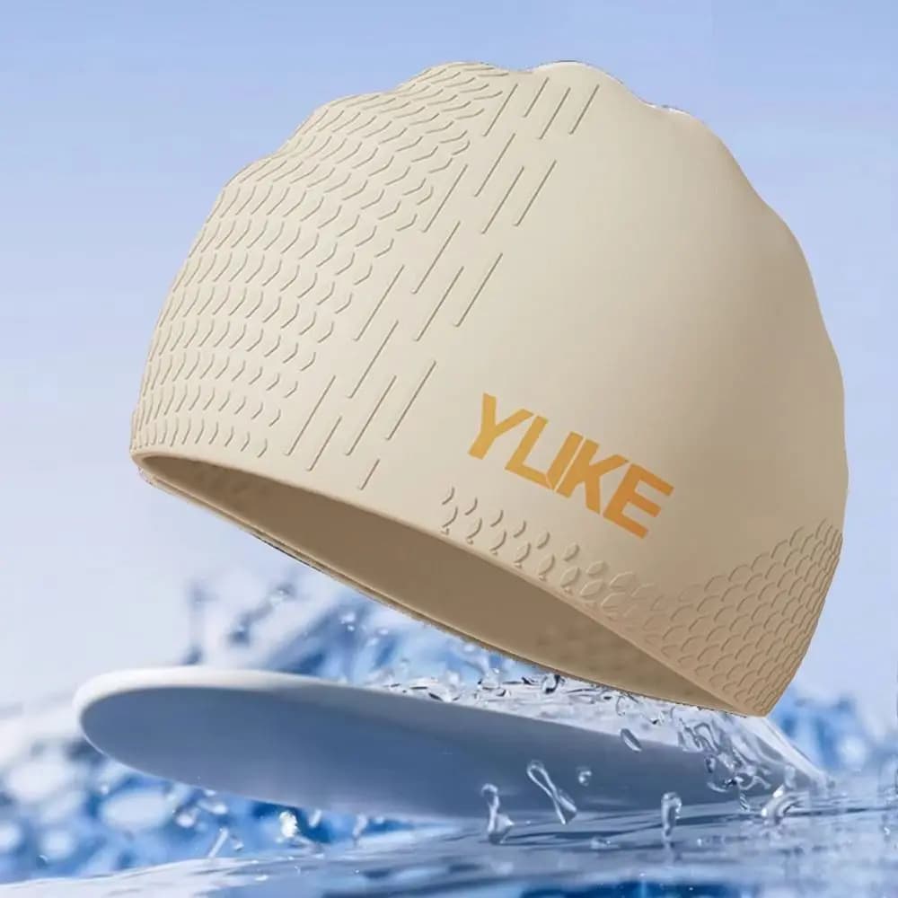 Solid Color Swimming Hat Lightweight Breathable Silicone Swimming Cap Elastic Long Hair Printed Swimming Cap Women