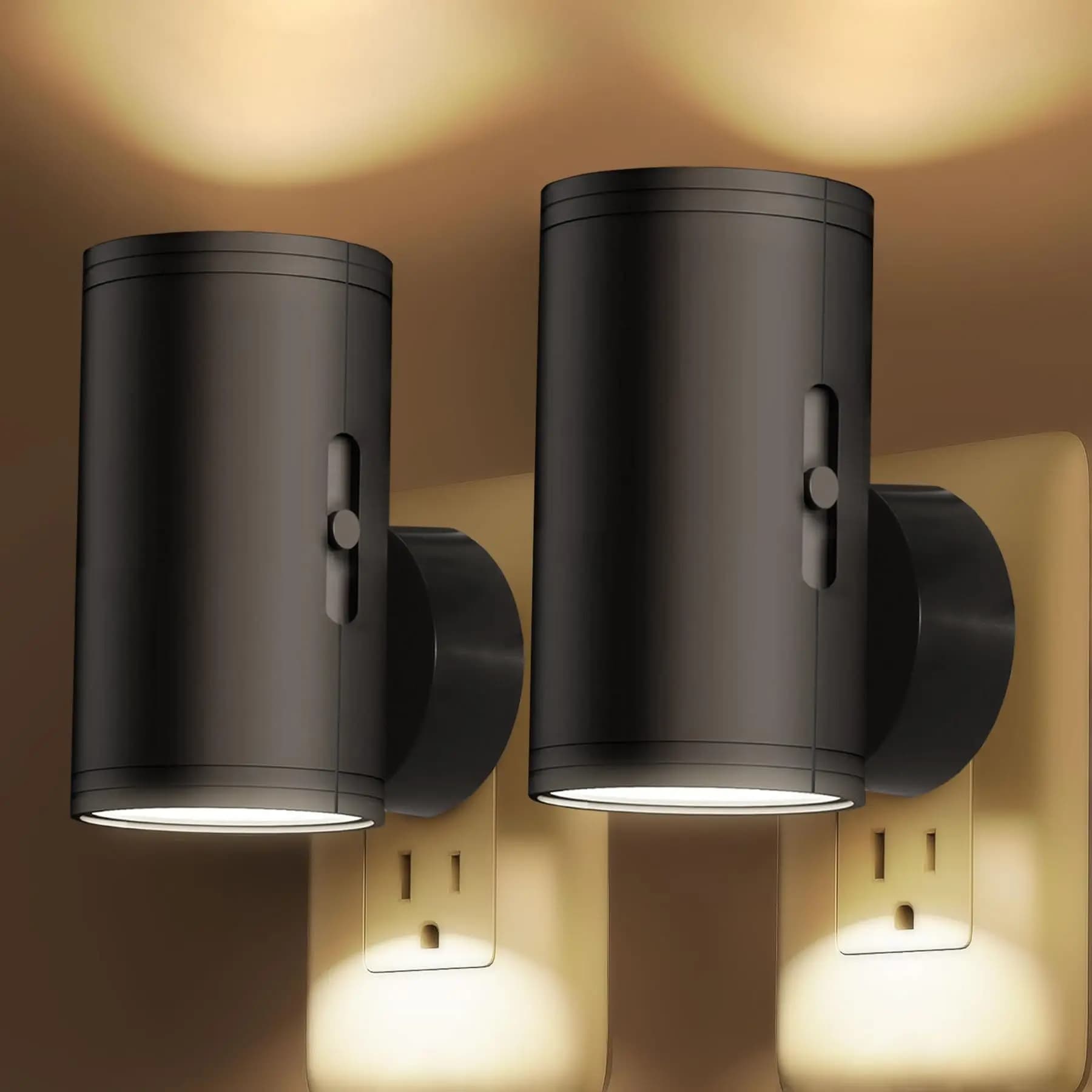 Luce Notturna LED Regolabile con Sensore di Controllo Luminosità - Controllo Manuale della Luminosità, Lampada da Parete a Presa per Corridoio/Camera da Letto/Bagno