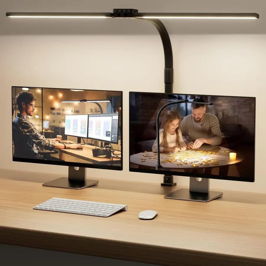 Home Office desk lamp Dimmable desk lamp for computer with clamp, modern work lamp for architect with color change, flexible desk