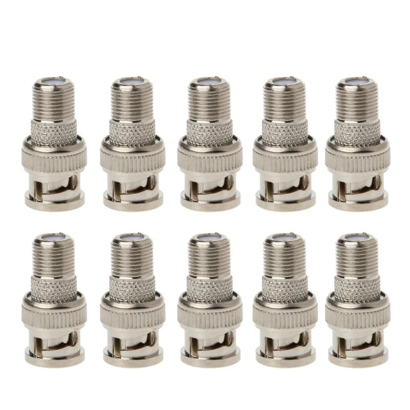 10 pz/set spina maschio BNC a adattatore connettore coassiale Jack femmina F per telecamera CCTV