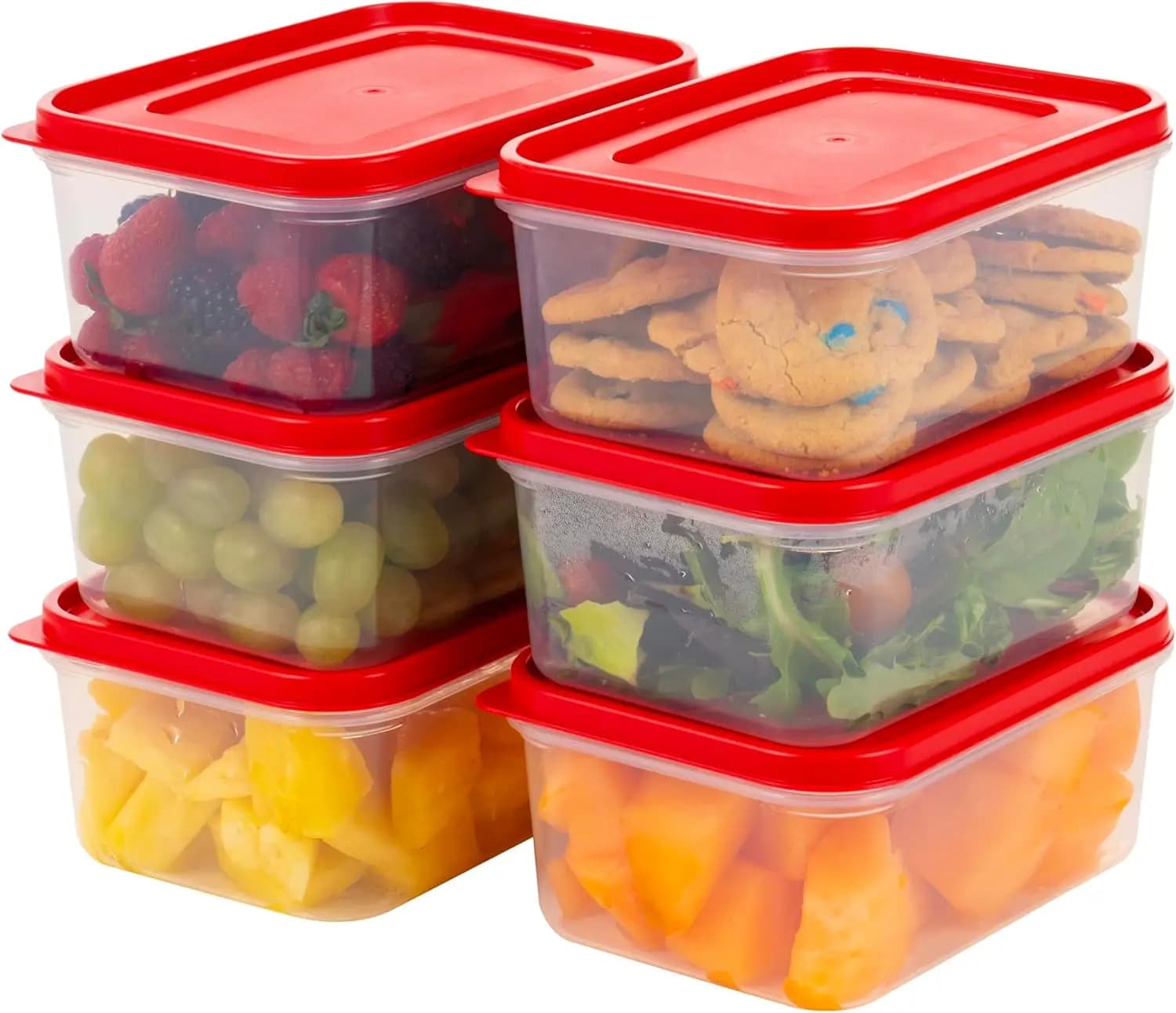 Set di 12 Contenitori in Plastica per Alimenti con Coperchi, Adatti per Microonde e Lavastoviglie, Senza BPA, per Preparazione Pasti e Avanzi