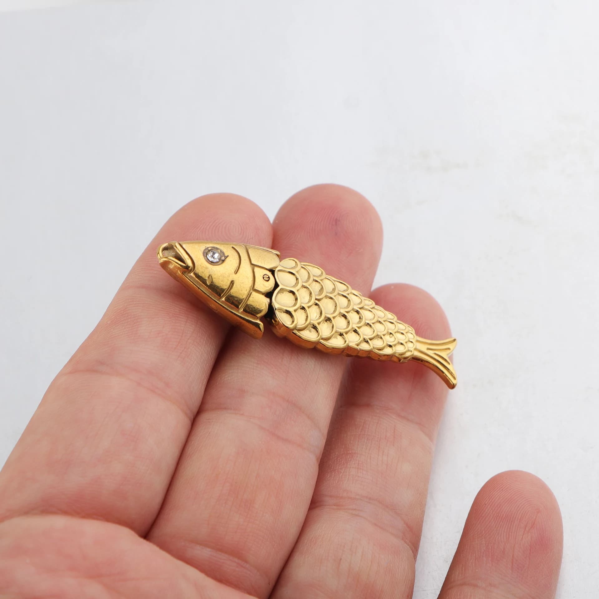 10pcs/lot Stainless Steel Gold Color Fish Charms Pendant for DIY Necklace Earring Bracelet Jewelry Making Accessories