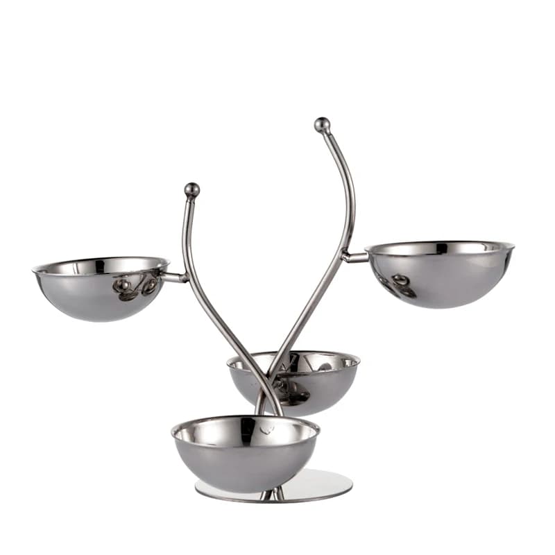 Stainless Steel Snack Tray Bar Ktv Fruit Dish Metal Fruit Plate Dim Sum Dish Dried Fruit Candy Rack Partition Dessert Snack Rack