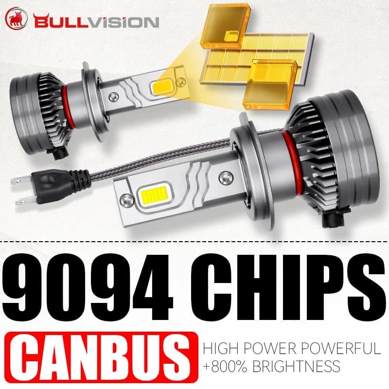 Lampadine LED H4 per Fari Auto 6000K H1 H7 H11 H8 H9 9005 9006 9012 HB3 HB4 HIR2 CANbus Senza Errori ​ 36 Lampade CSP per Auto, Luce Alta e Bassa