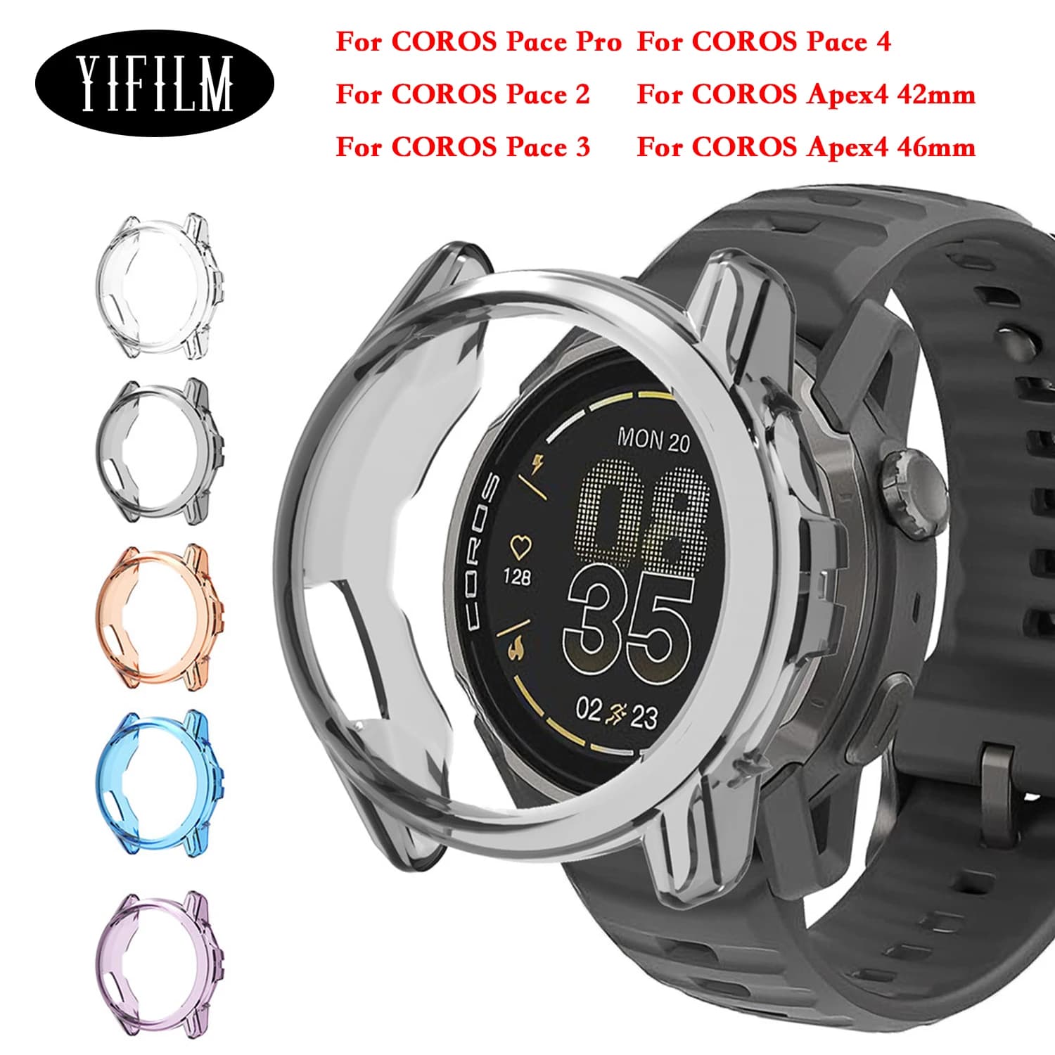 For COROS Pace Pro Pace 2 Pace 3 Pace4 Apex4 4246mm PC+Tempered Glass Case All‑in‑One Screen Protector Bumper Cover Smart Watch