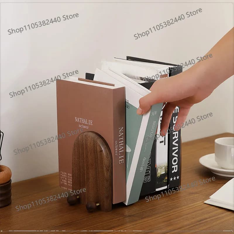 North American black walnut new simple creative wooden bookshelf folder book file study desktop storage rack ornament