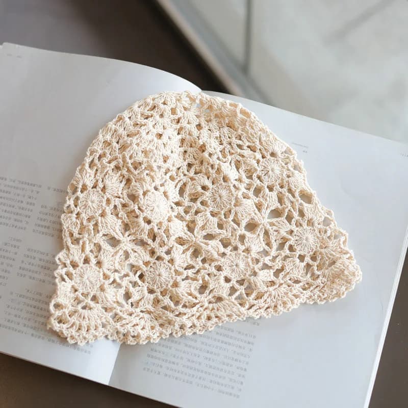Hot Selling Women's Bohemian Crochet Hat, Handmade Spring Summer Breathable Cap, Ethnic Hollowed-Out Openwork Beanie