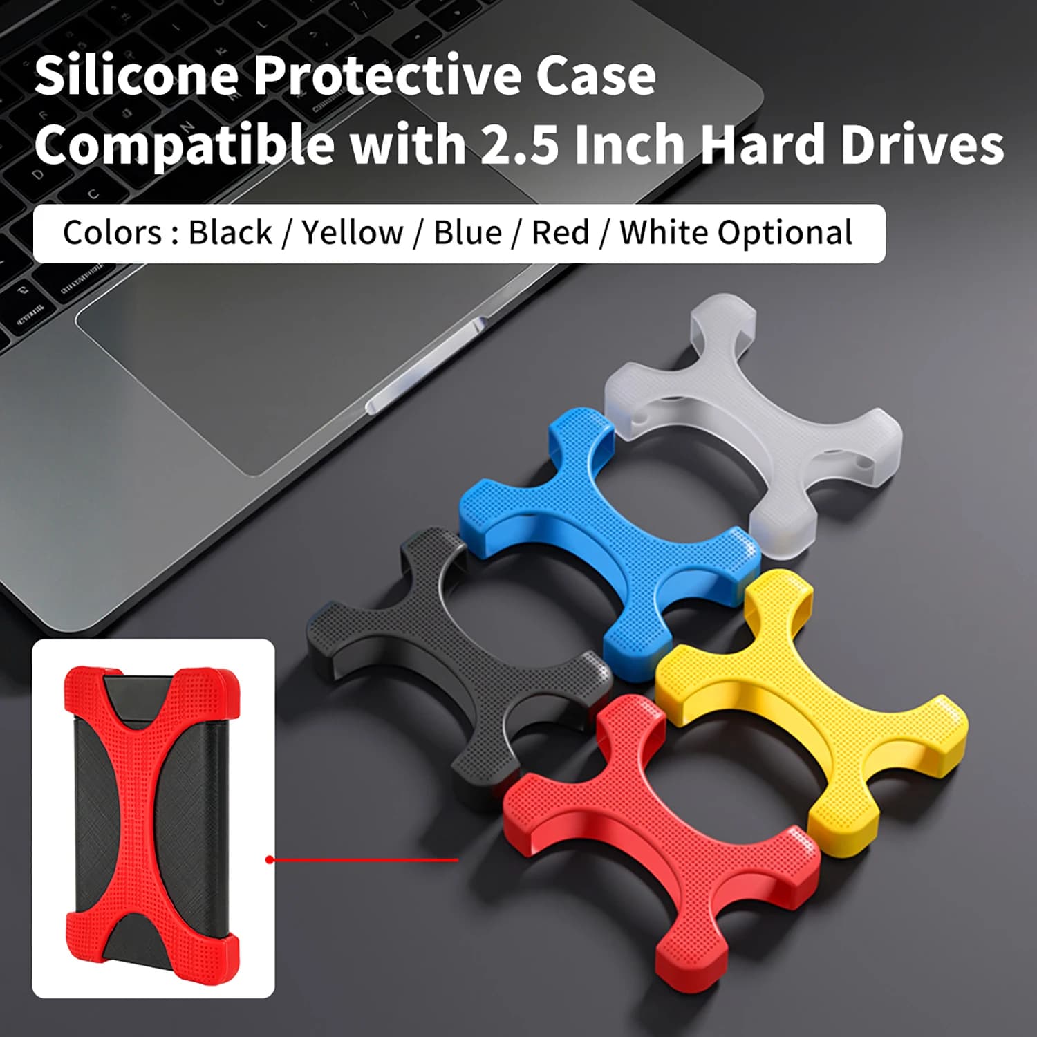 2.5" Portable Hard Drive X-Type Silicone Protective Cover Anti-fall Heat Dissipation Sleeve for Seagate WD External HDD