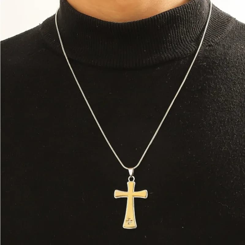 Collana con Ciondolo a Croce Streetwear, Catena Statement Hip Hop, Gioiello Unisex Regalo per Coppie, per Uomini e Donne