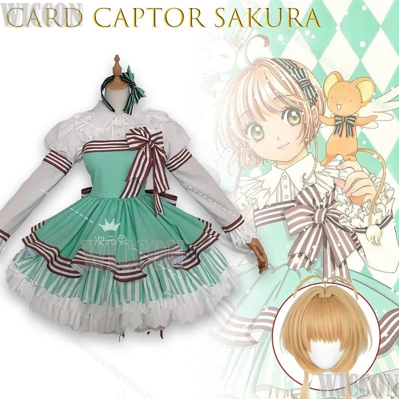 Card Captor Sakura Ciyuan Rabbit Ment Chocolate Cosplay Costume Anime Outfit High Quality Green Lolita Kawaii Jirai Kei Halloween