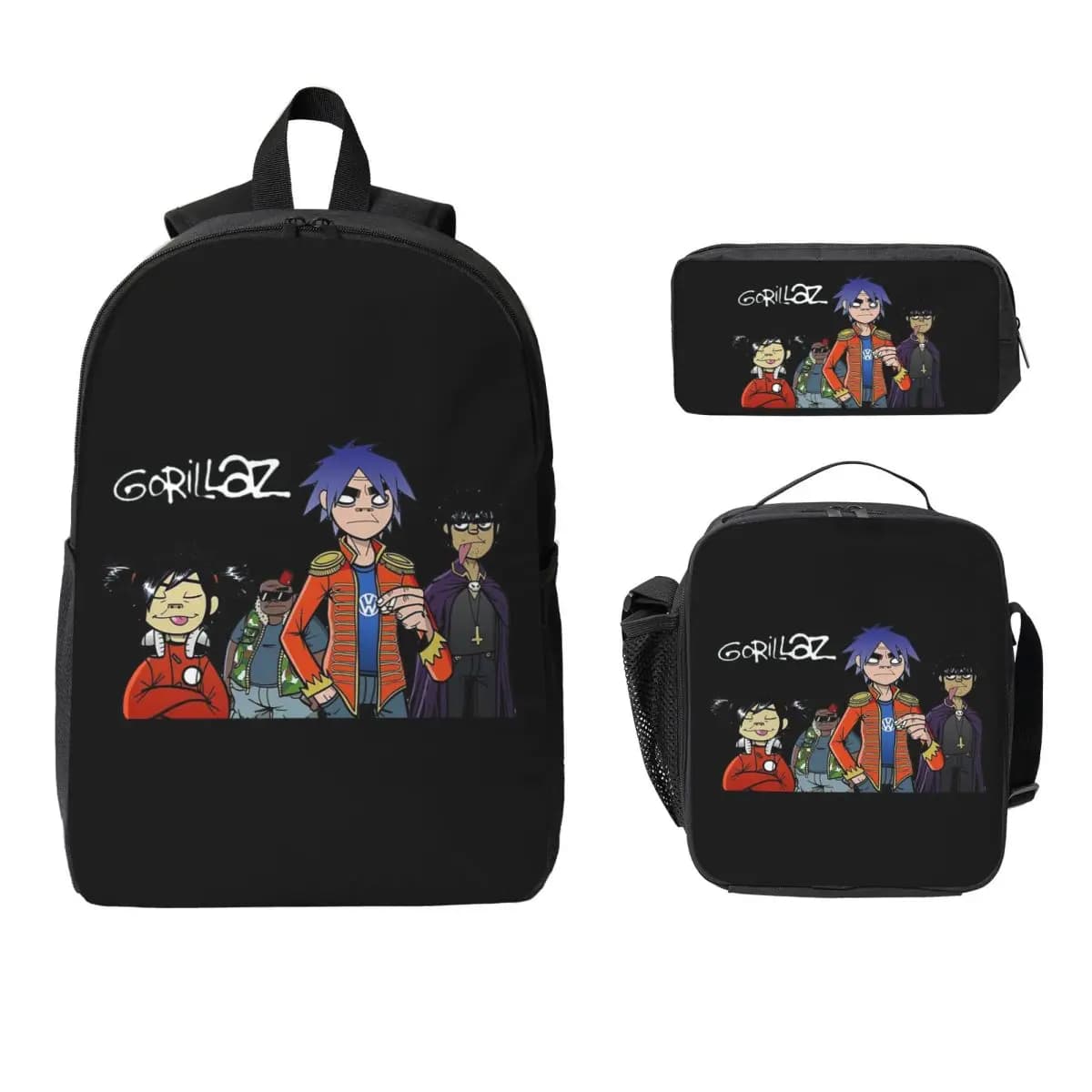 Gorillaz Zaino Studente Ragazzi Ragazze BookBag Borsa da scuola Borse a tracolla per computer Borsa da pranzo isolata 3ps Astuccio