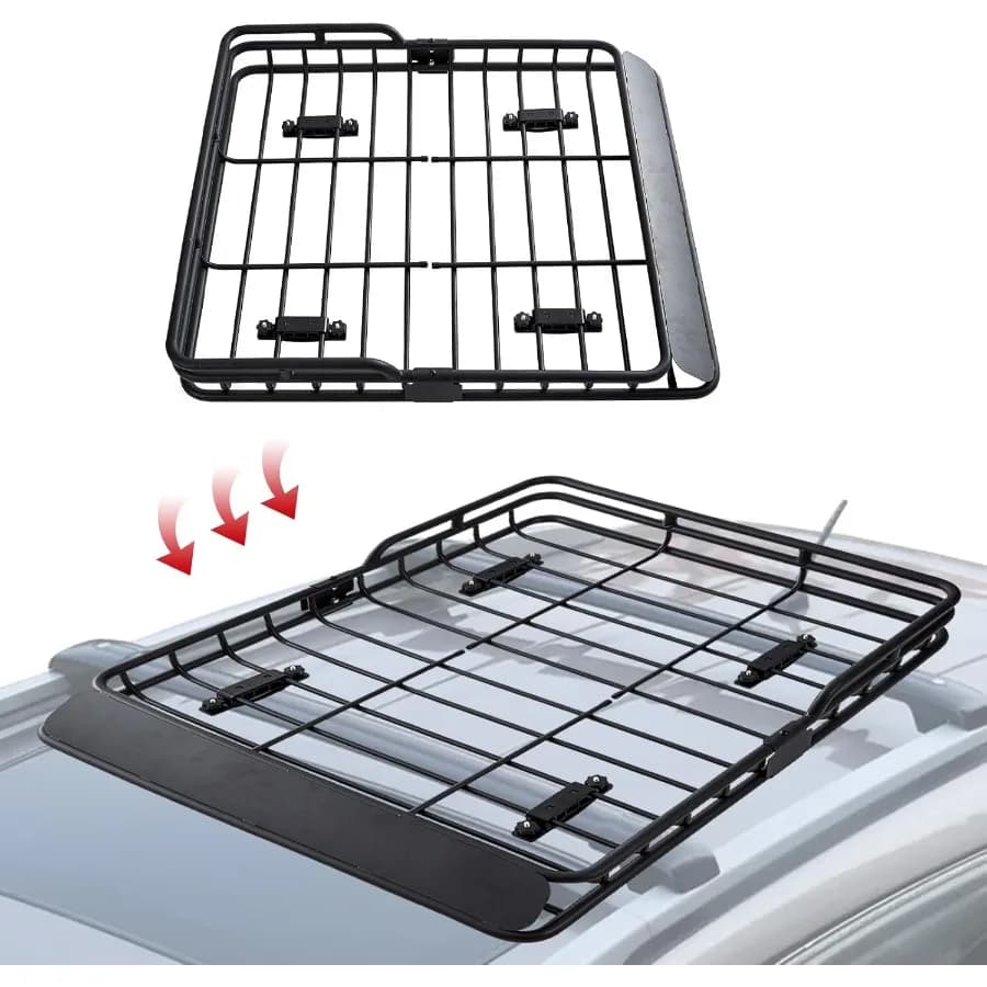 Cestino portapacchi sul tetto per portapacchi resistente 46 x 39 per SUV e camioncino Portapacchi universale per auto con 550 libbre