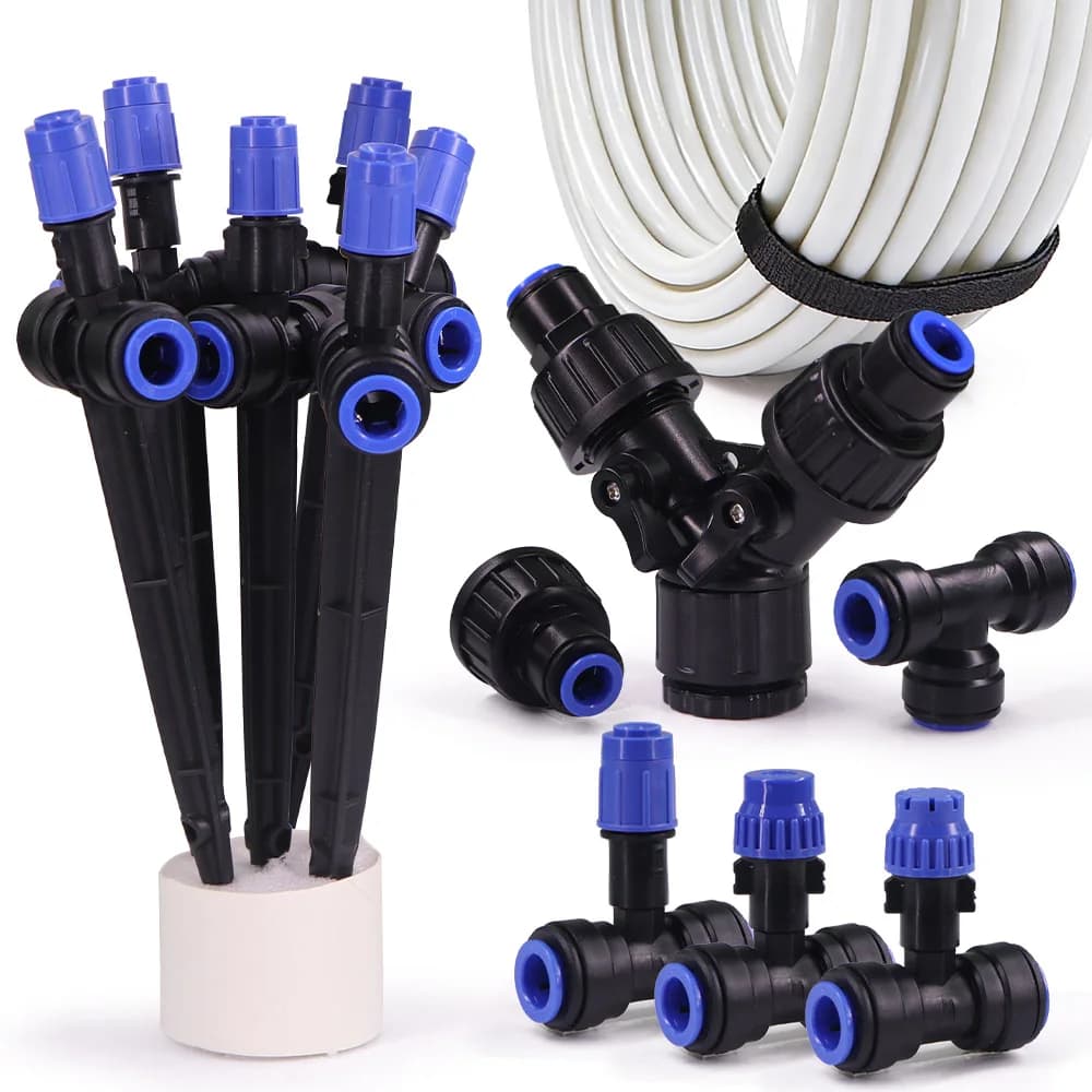 3/8" drip irrigation system Flexible PE pipe kit 9.5 mm 3 style sprinkler Fast connection taps Ball valve adapter Garden plant irrigation