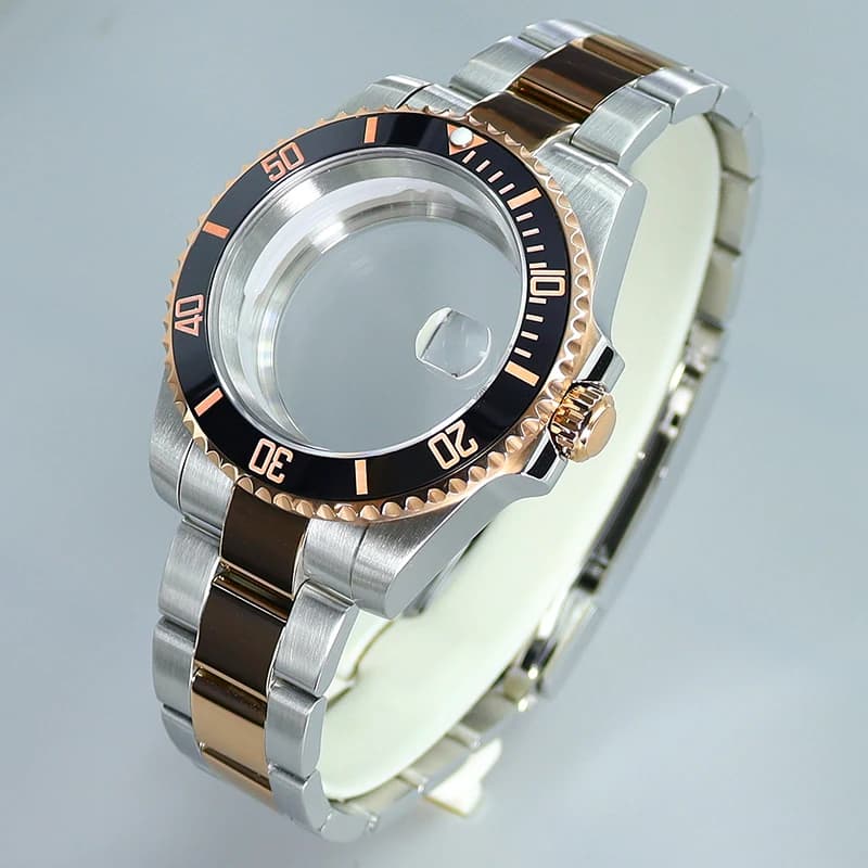 40 mm watch case for Submariner GMT NH35 NH36 Miyota 8215 Eta 2824, includes strap, bezel, sapphire crystal and other components.