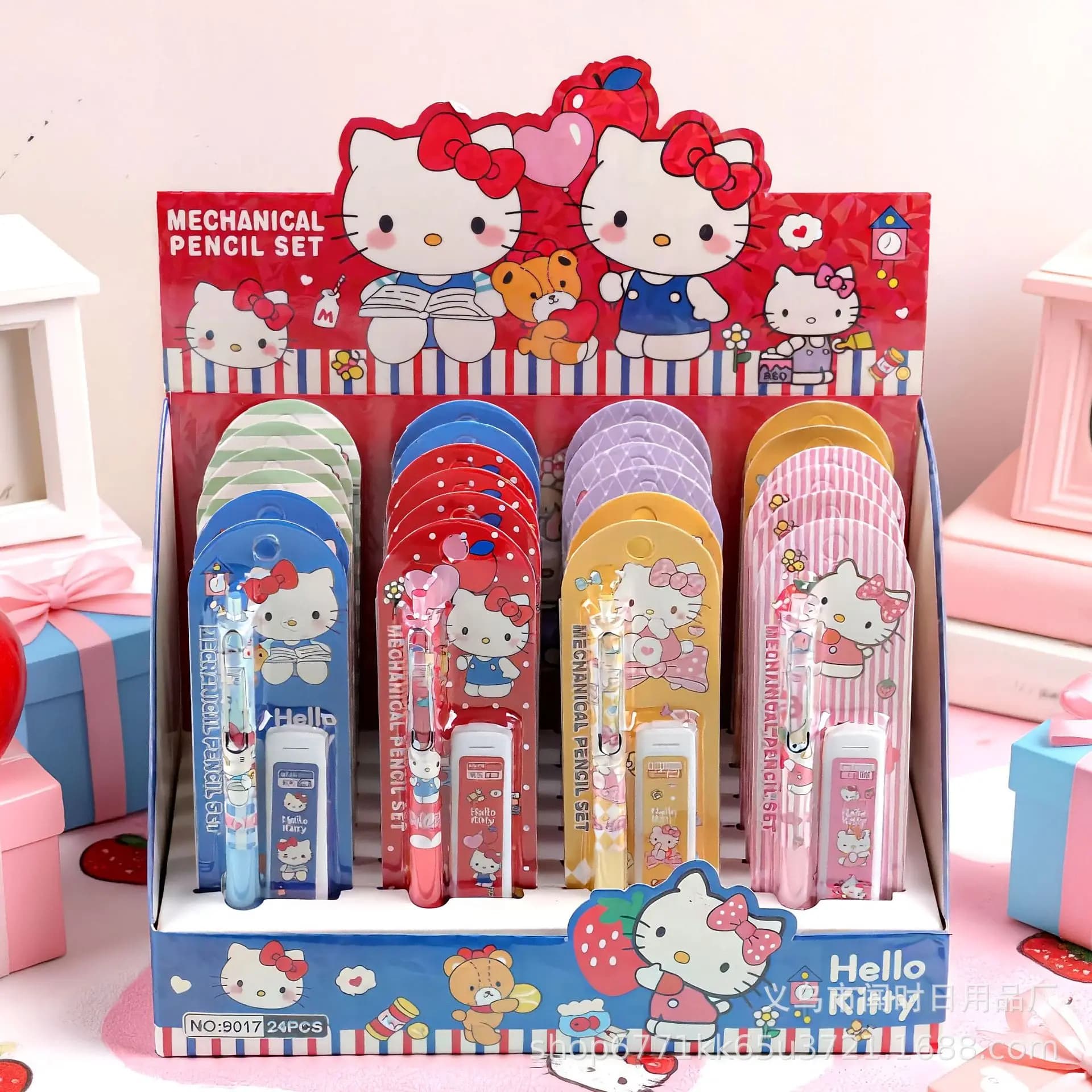6/24pcs Kawaii Kitty Mechanical Pencil Set Student Sharpening-Free Automatic Pencil Refill Combination Student Stationery Gift