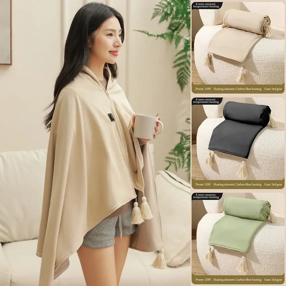 Coperta riscaldata elettrica USB indossabile per uso domestico Abbigliamento caldo Coperta scialle portatile Coperta riscaldante lavabile per l'inverno