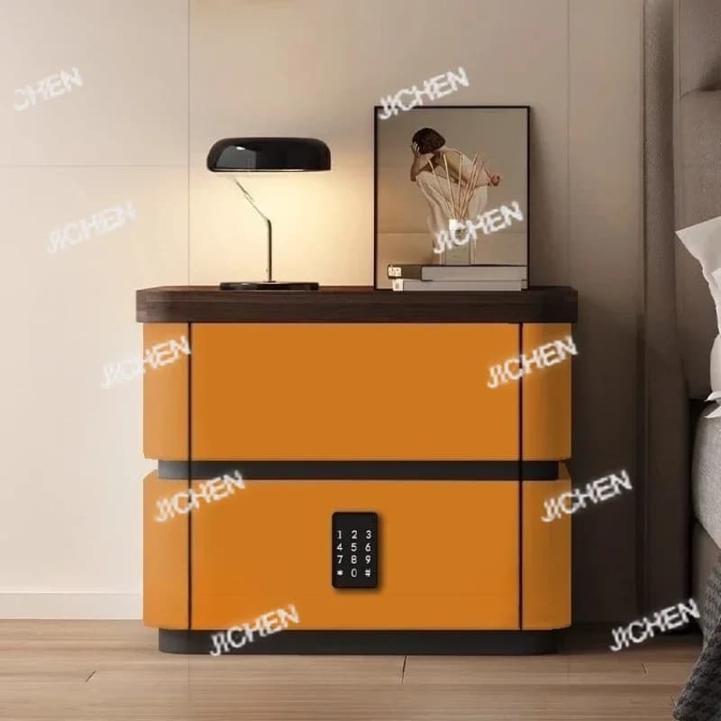 Comodino intelligente laterale con serratura a combinazione Comodino deluxe Armadietto Cassetta di sicurezza Comodini Mobili per la camera da letto di casa