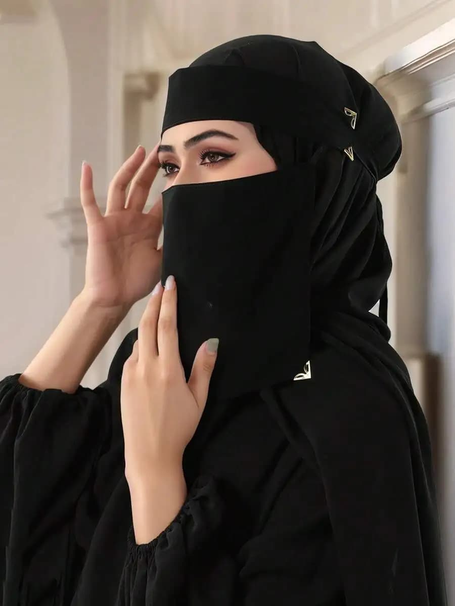 Niqab da donna a tinta unita regolabile con maschera elastica larga