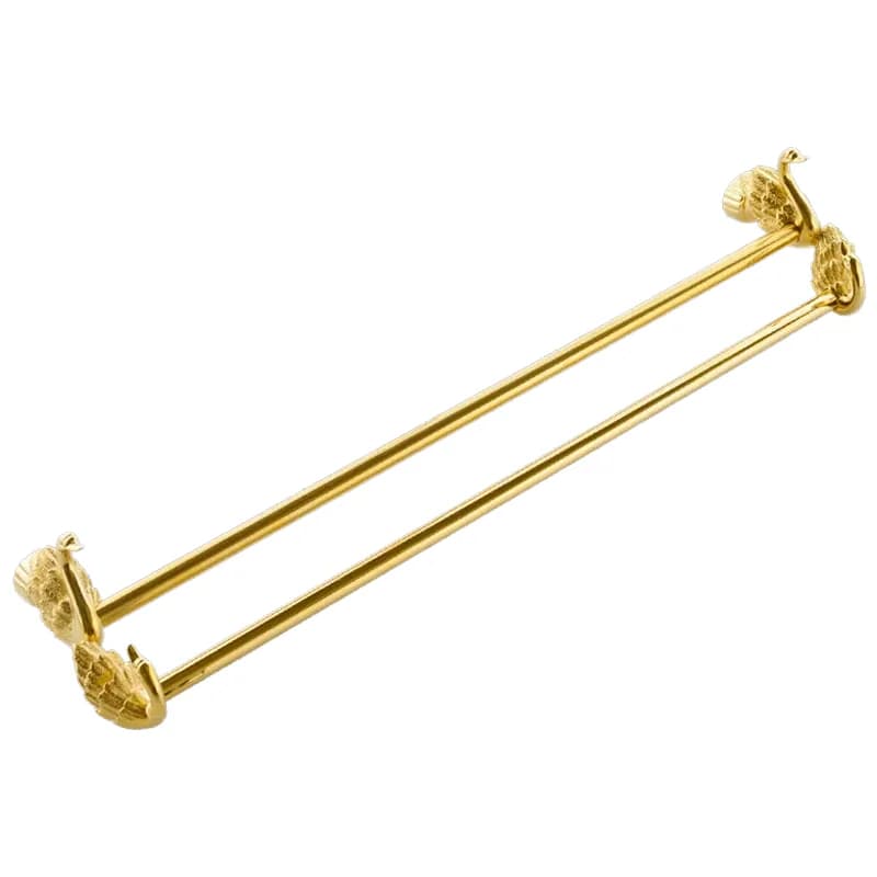 American & French Single Bathroom Accessory Gold Swan-Shape Towel Rack Metal Shelves and Bar Wall Mounted Bath Hardware Sets