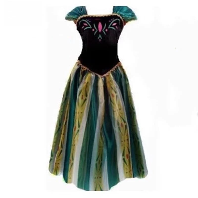 Costume da Principessa Verde Anna, Abito da Regina per Halloween, Festival del Ghiaccio e della Neve, in Fibra di Poliestere, per Donne Adulte
