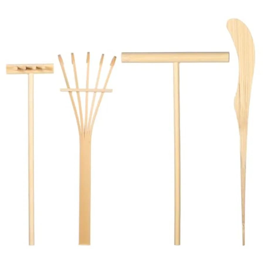 Set di 4 Mini Rastrelli per Sabbia, Attrezzi per Giardino Zen da Scrivania, Accessori per Giardino Zen Fai-da-Te, Piccoli Rastrelli per Casa e Ufficio