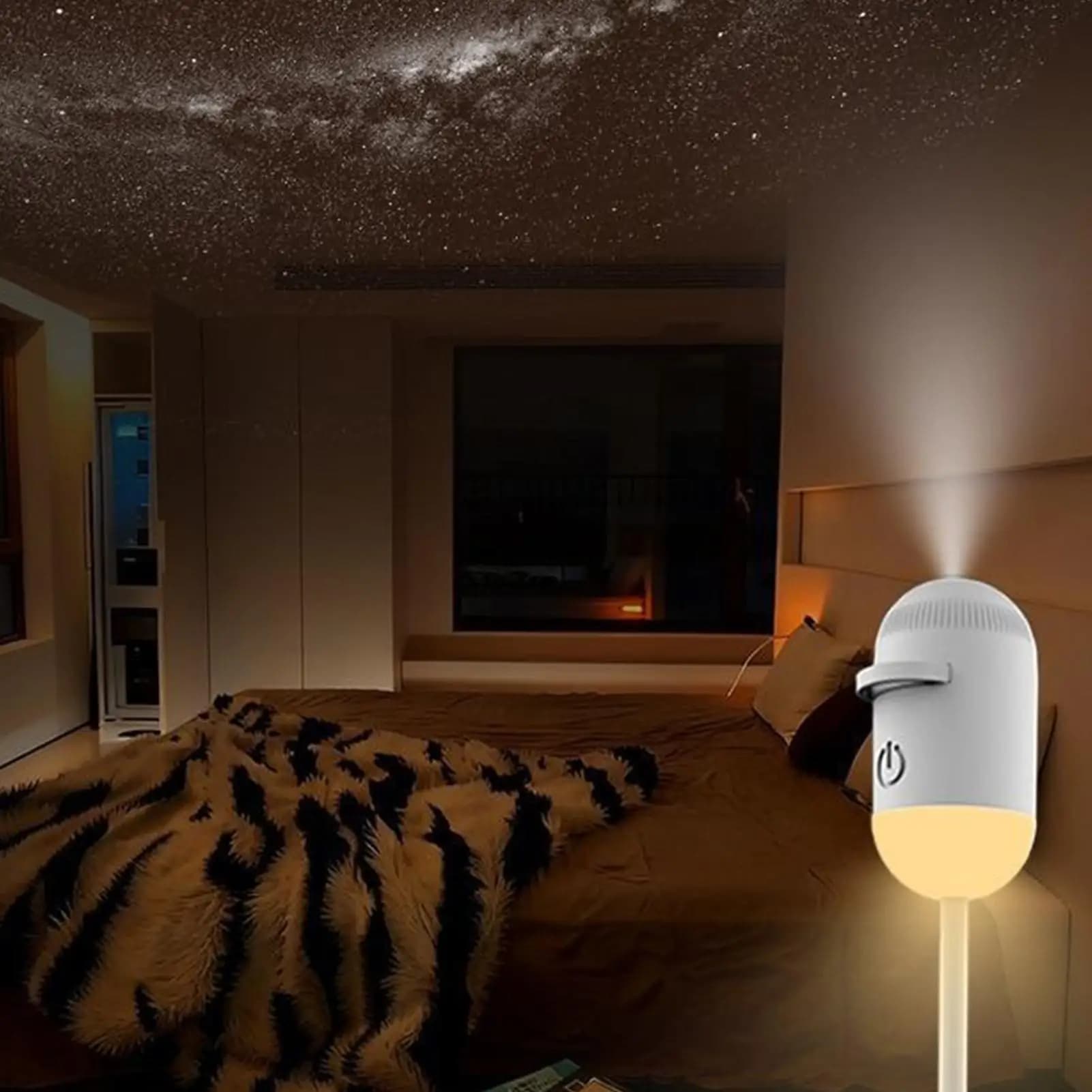 Mini Proiettore Luce Notturna 2-in-1, Lampada Proiettore Stelle con Luminosità Regolabile, Luce Atmosfera per Casa e Auto, Regalo per Bambini