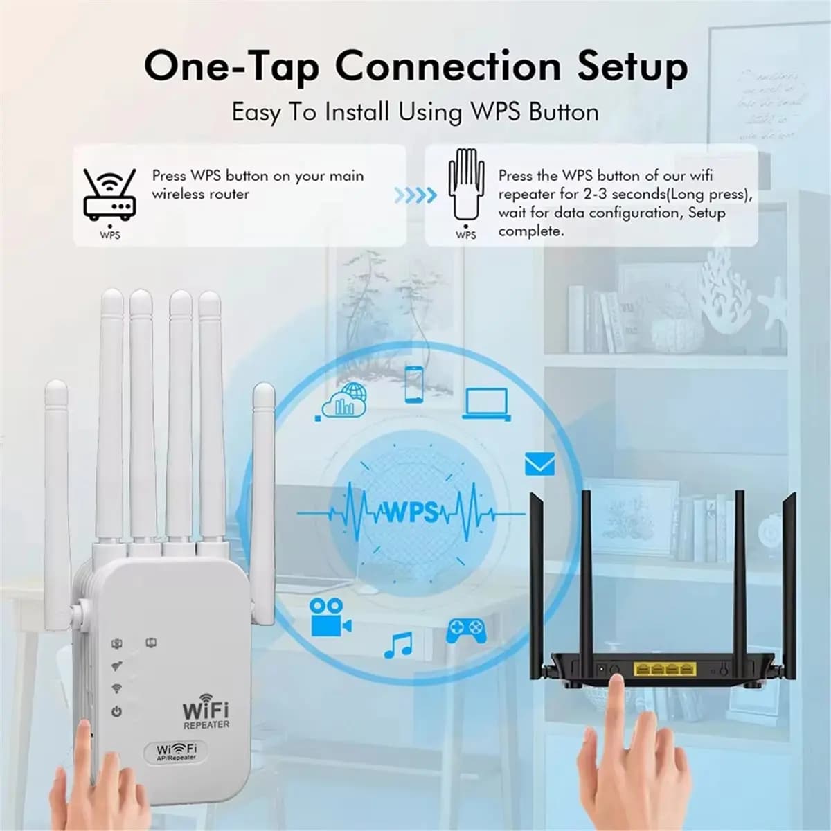Ripetitore WiFi wireless 1200Mbps Router di segnale 2.4G 5.8G 802.11N Amplificatore WiFi Extender a lungo raggio Ripetitore WIFI Spina UE