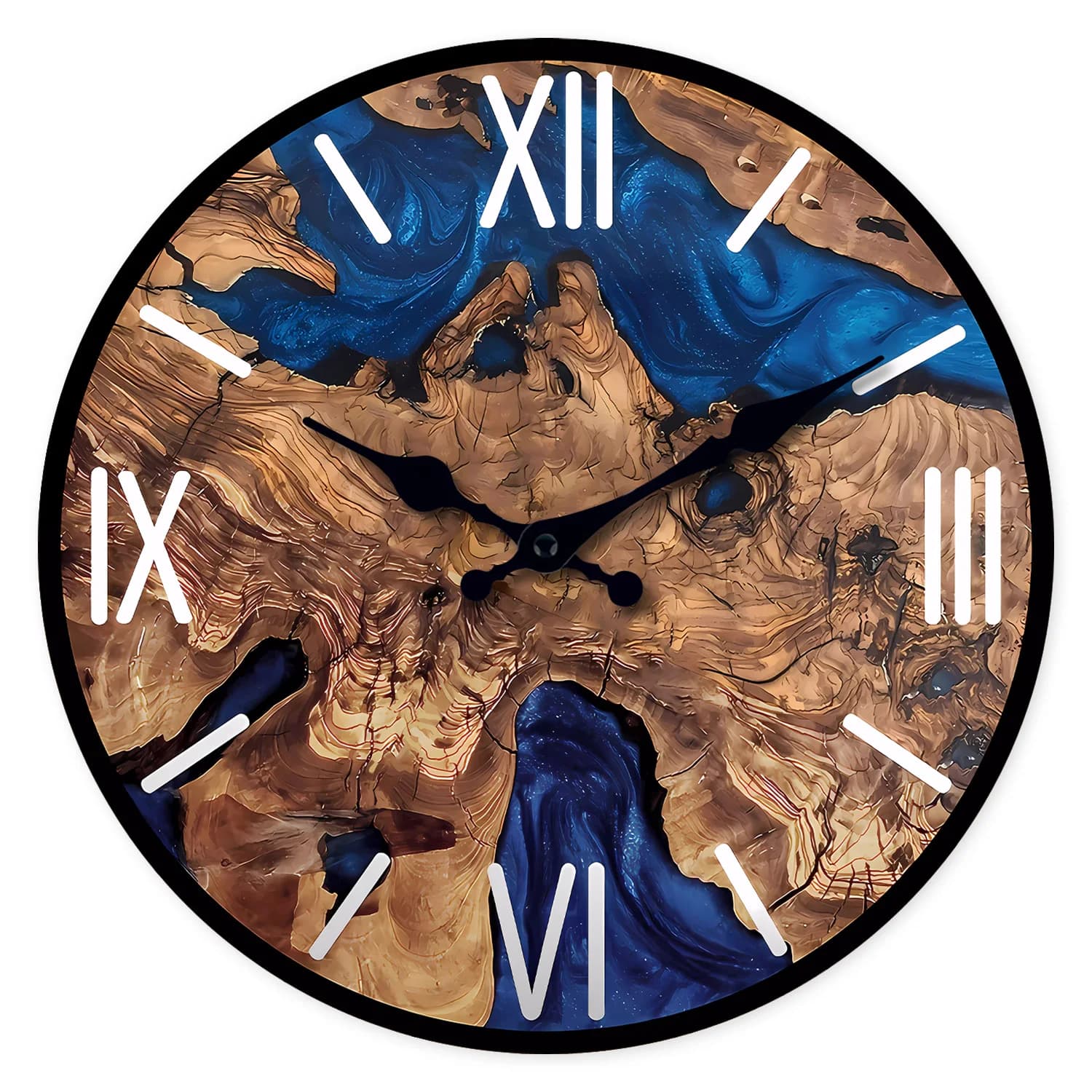 Abstract Roman Numeral Wooden Acrylic Wall Clock for Living Room, Bedroom,Home Decor Silent Quartz Clock Round Wood Plate Decor