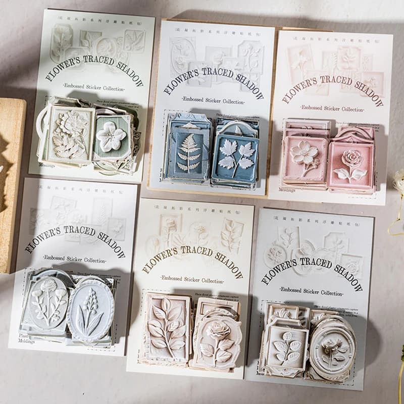Mr. Paper Set di 3 adesivi floreali in rilievo Serie di acquisizioni floreali per diario e custodia per telefono, adesivi decorativi per carte Evenlope