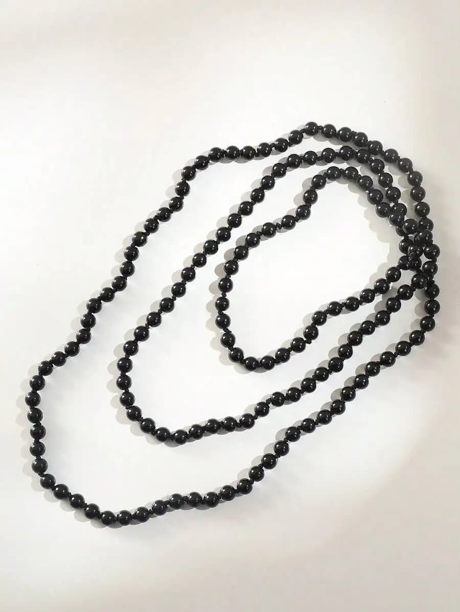 Collana da donna a doppio strato con perline lunghe in stile boho
