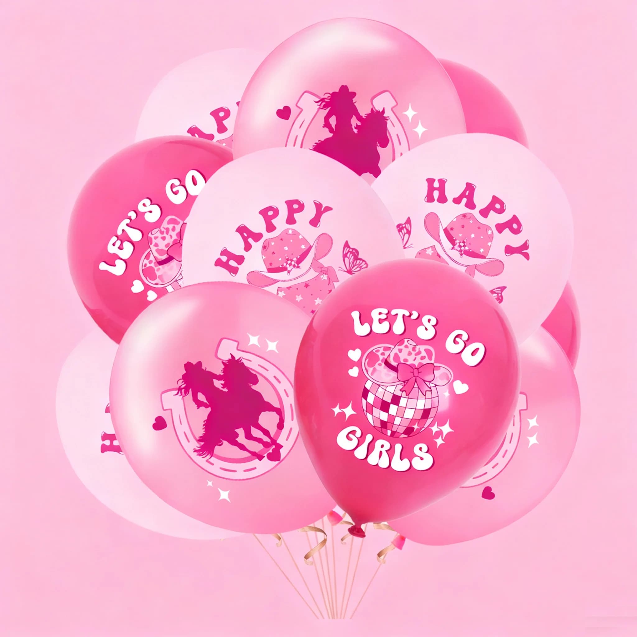 20 pezzi rosa cowgirl occidentale discoteca palloncini in lattice da 12 pollici giocattolo per Let's Go Girl tema compleanno matrimonio addio al nubilato decorazioni per feste