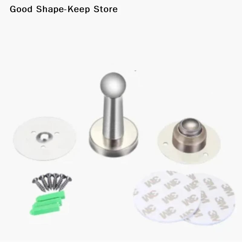 dailyStainless Steel Magnetic Door Stopper No Drill & Drill Install Universal Fit for Wood Glass Metal Door Home Renovation