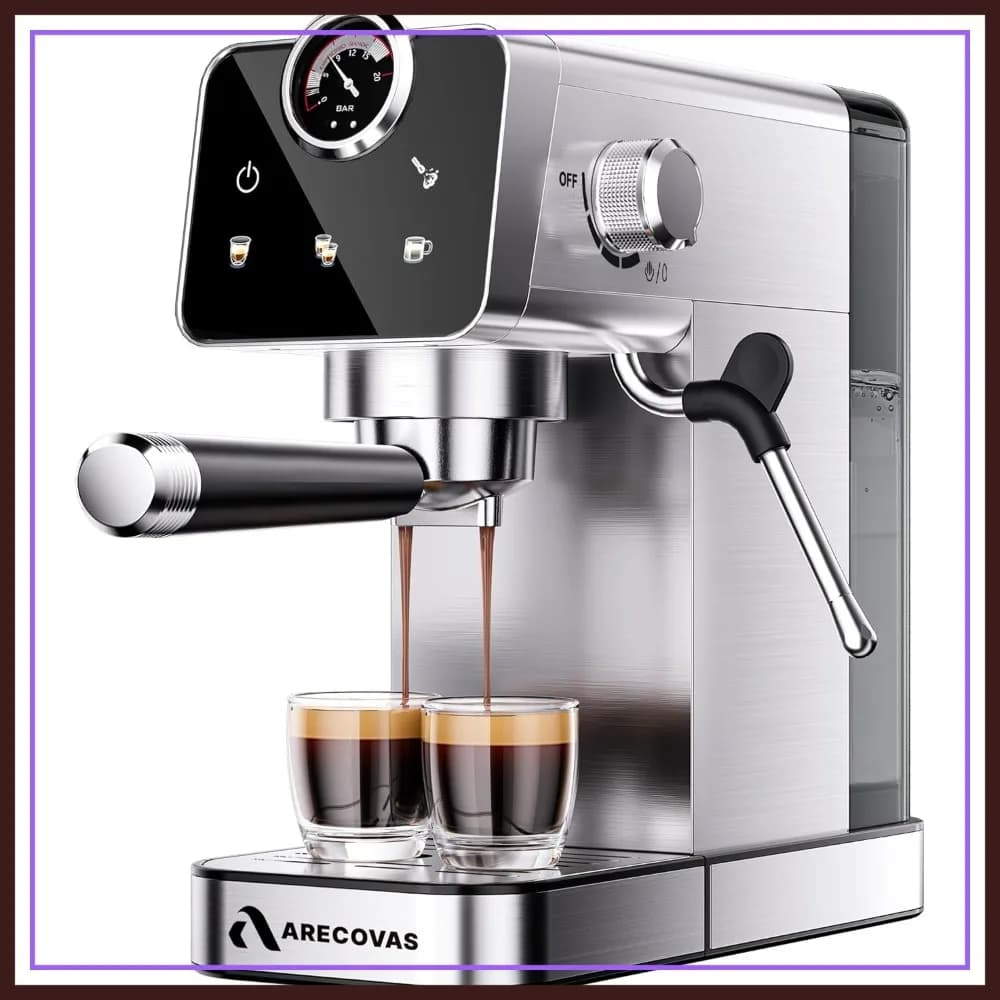 Macchina per Espresso 20 Bar con Montalatte, Compatta con Schermo Touch, Capacità 41oz