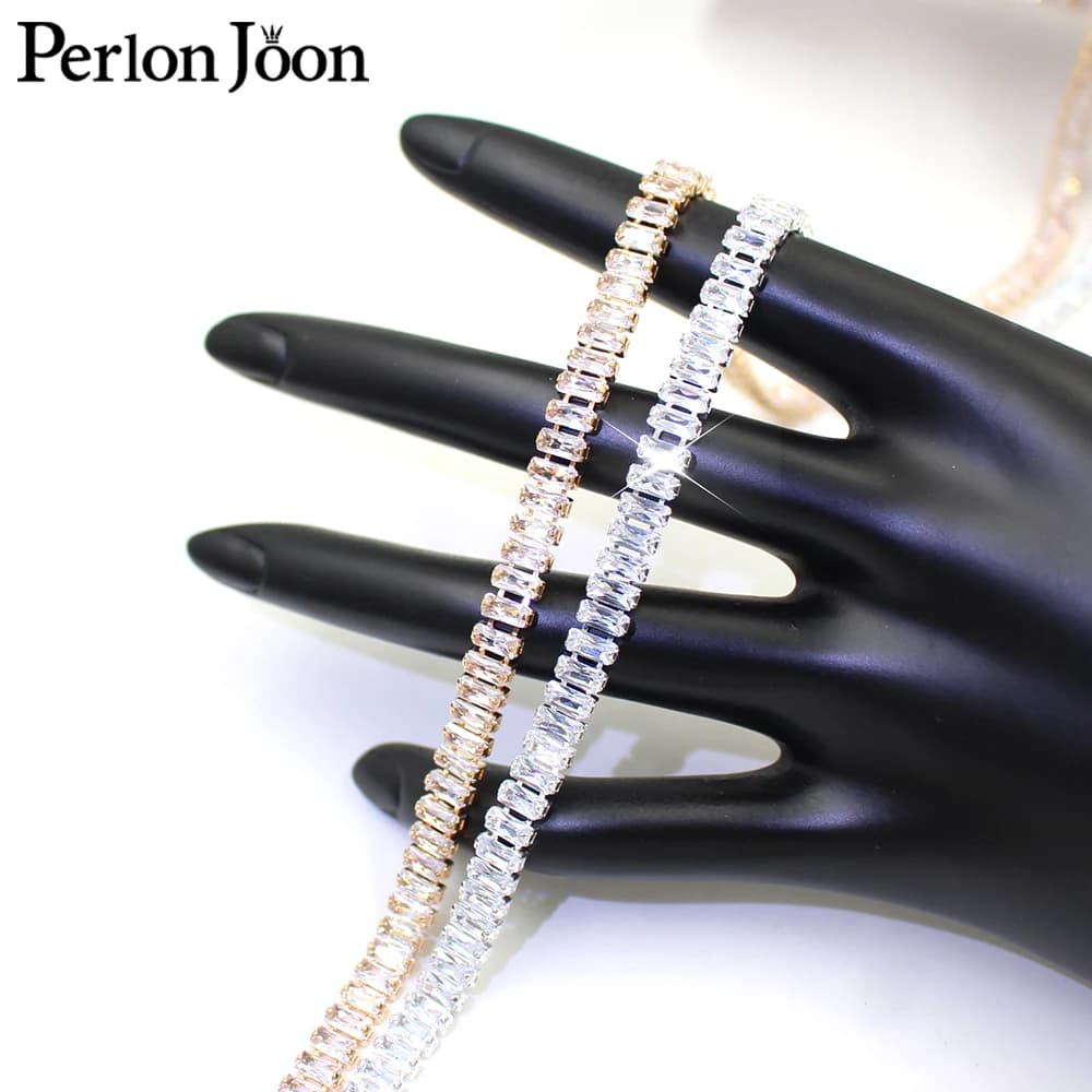 Accessori decorativi per borse per scarpe lucide 2.5 * 5mm Catena con zirconi rettangolare in cristallo con finiture in strass ML174