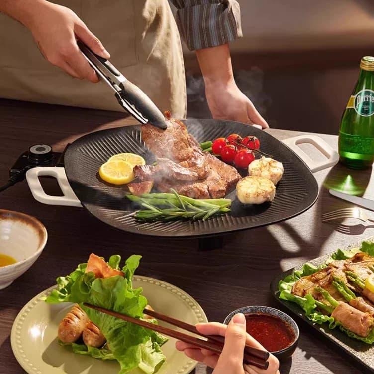 Electric baking tray, domestic barbecue pan, integrated pan for Korean multifunctional barbecue, barbecue grill, meat frying pan