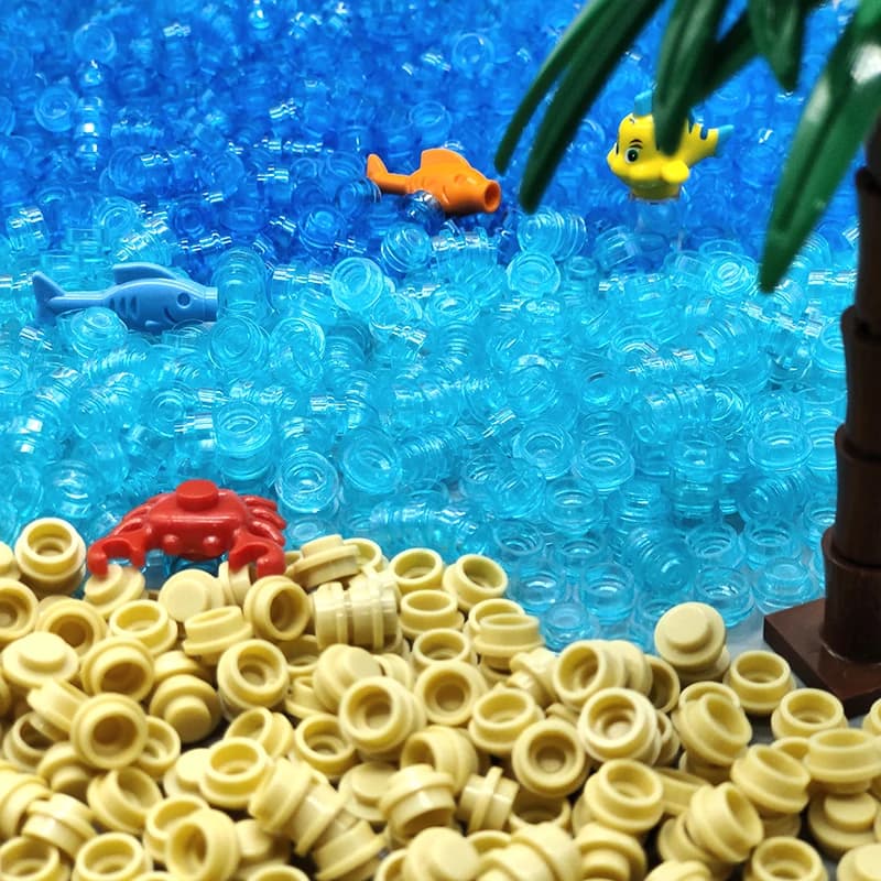 Compatibile Con LEGO MOC Piccoli Mattoni 6141 Piastra 1x1 Rotondo Trasparente Building Blocks Oceano Paesaggio Seascape Parti di Acqua di Mare Giocattoli FAI DA TE