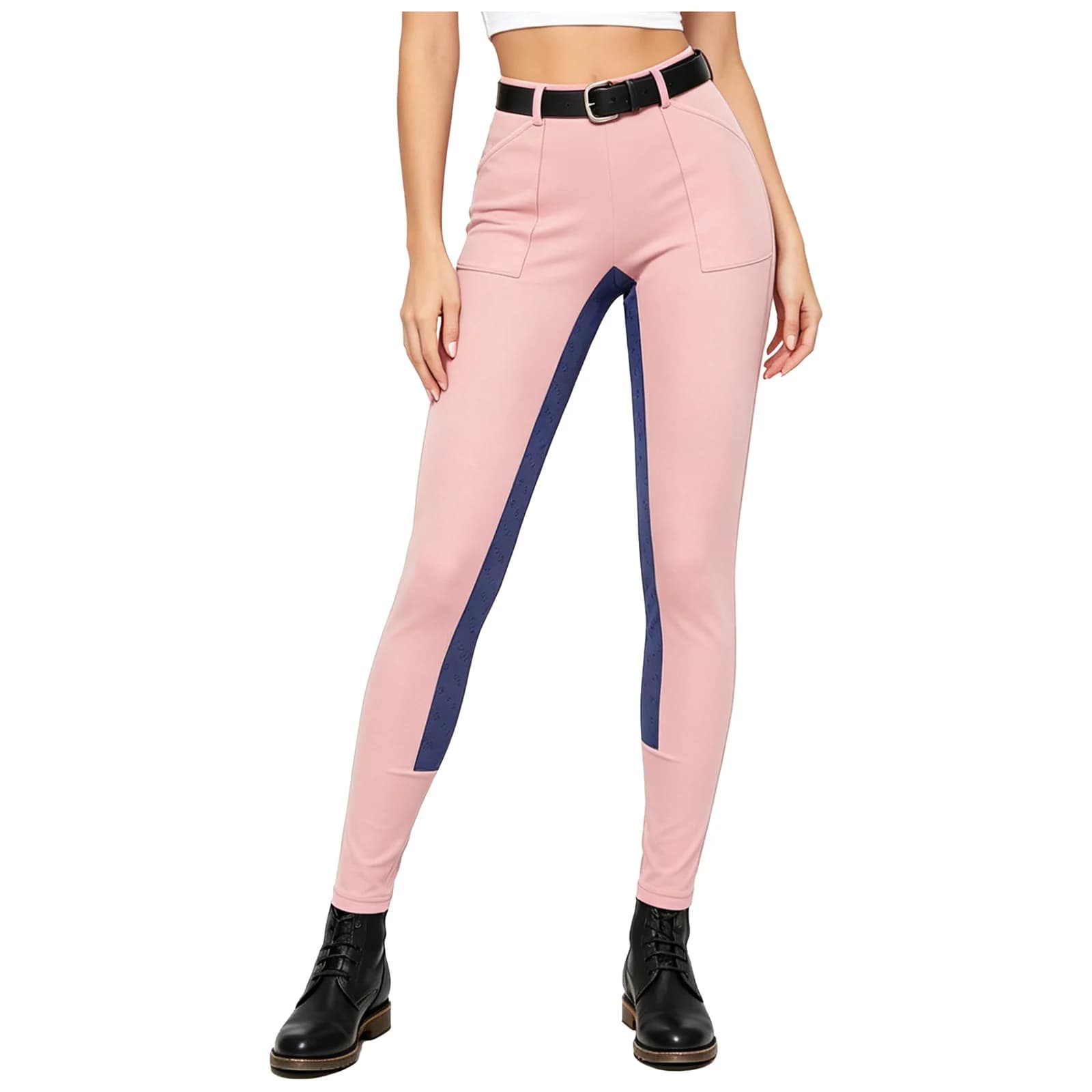 Pantaloni da equitazione da donna a vita alta con tasche, leggings e pantaloni da equitazione con grip in silicone sul sedile