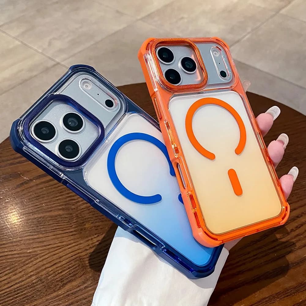 Luxury Gradient Clear Magnetic For Magsafe Case For iPhone 17E 17 Air 16 15 14 Plus 13 12 11 Pro Max 16E Airbag Shockproof Cover
