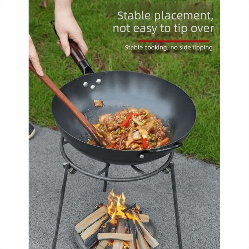 Foldable Camping Campfire Tripod Heavy Duty Reinforced Steel Pot Rack Portable Durable Construction Grilling Stand Lawn BBQ