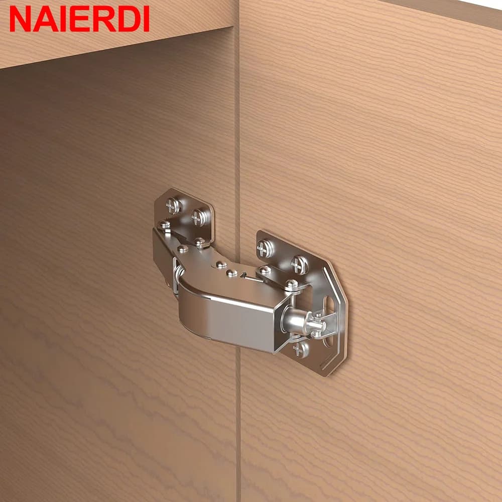 1PC 90 gradi cerniere per mobili senza foro di perforazione cerniera buffer idraulico armadio da cucina armadio cerniere ferramenta per mobili
