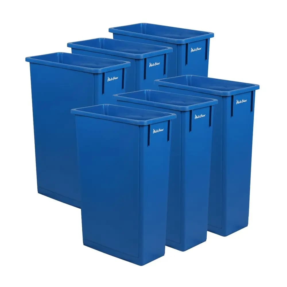 Set di 6 Pattumiere Blu Sottili da 23 Galloni, Contenitori Alti e Stretti per Casa, Garage, Ristorante