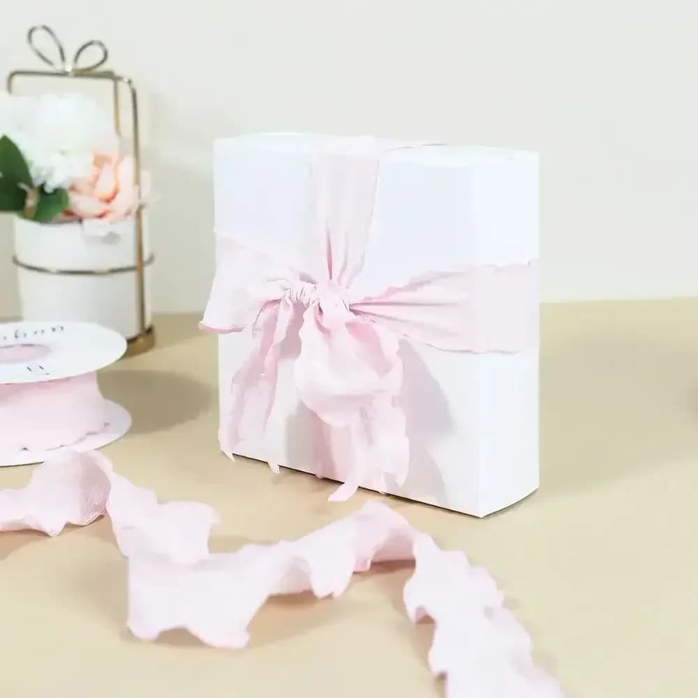 10 Yards Fishtail Yarn Ribbons Wave Edge Pleated Chiffon Ribbon Gifts Packaging Material Wedding Birthday Party Flower DIY Decor