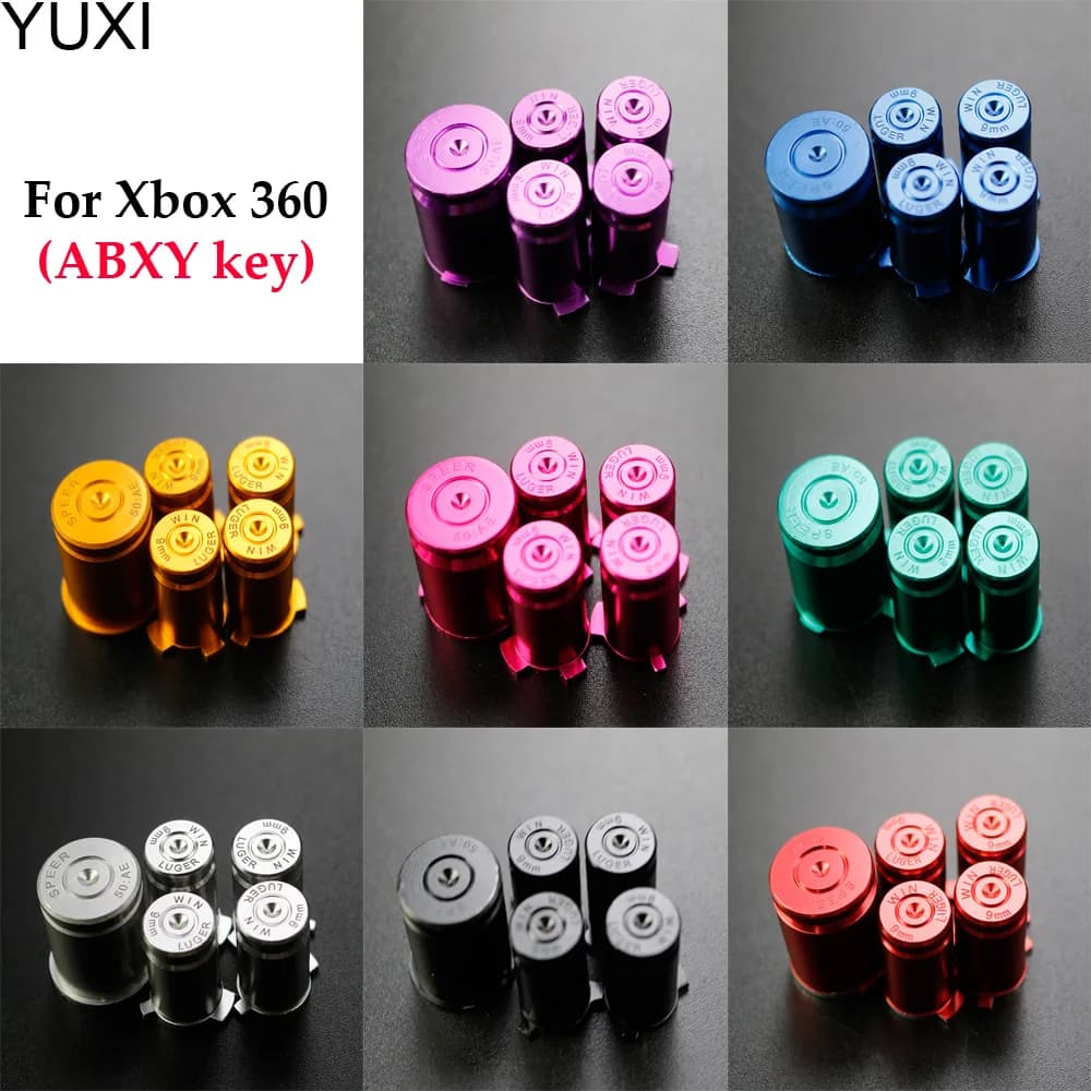 1Set Bottoni In Alluminio Per Controller Xbox 360 In Metallo ABXY Proiettile Tappi Per Bottoni Thumb Stick Joystick Copertura Accessori di Ricambio