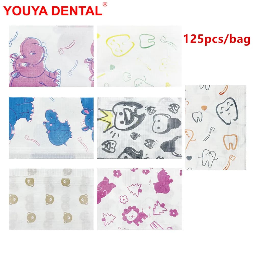 125 pz Bambini Bavaglini Dentali Usa E Getta Carino Sciarpa Impermeabile Tatuaggio Pulito Pad Petto Asciugamano Tavolo Coperture Tovaglioli Accessori Per Tatuaggi
