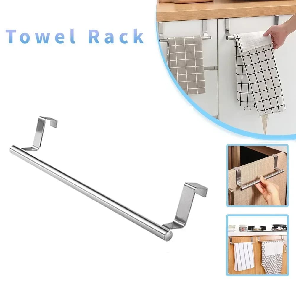 1PC portasciugamani in acciaio inossidabile sopra la porta portasciugamani supporto sospeso bagno armadio da cucina portasciugamani gancio appendiabiti strumento di archiviazione