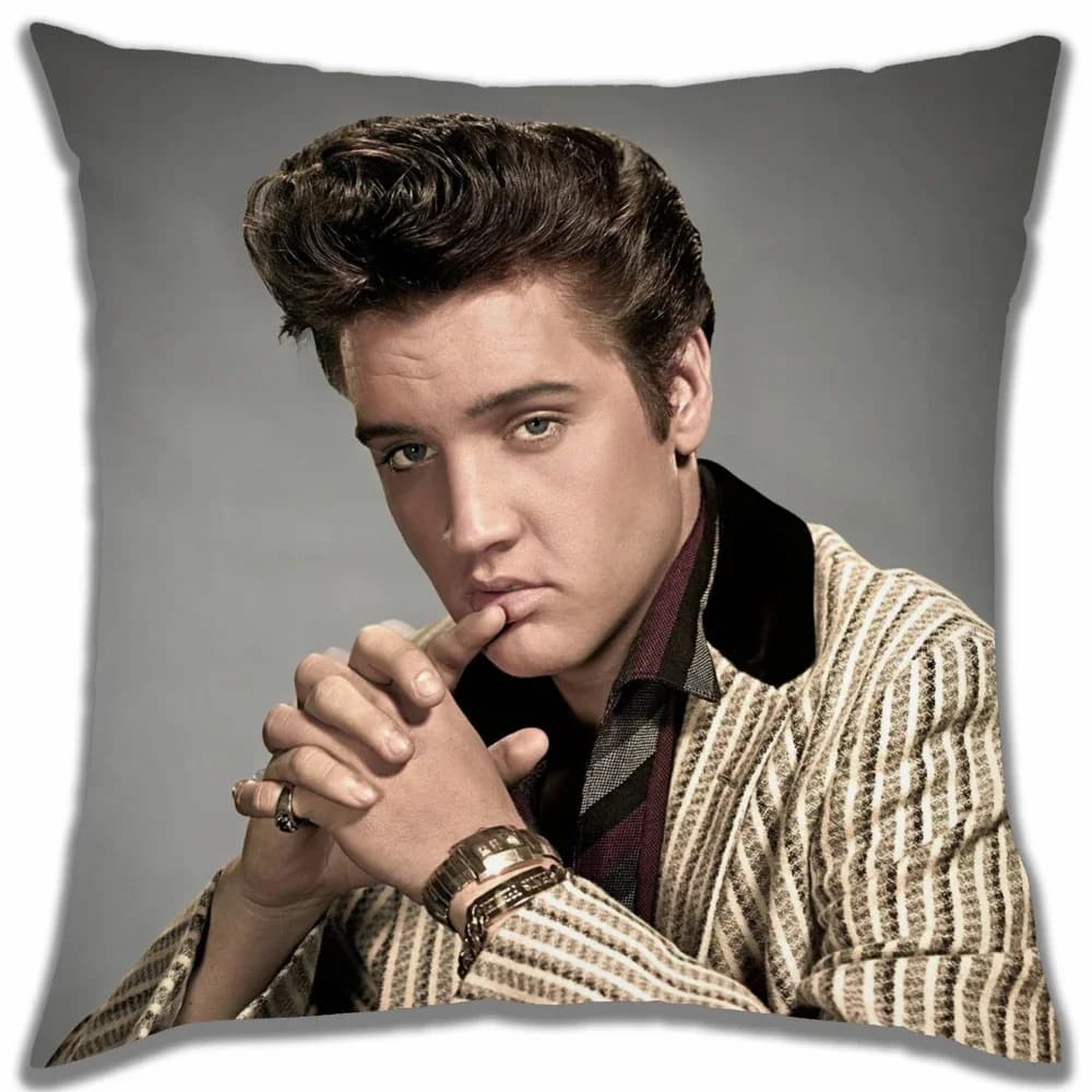 Decorative cushion cover in cotton and linen with pattern Musicista Elvis, for sofa, house and car