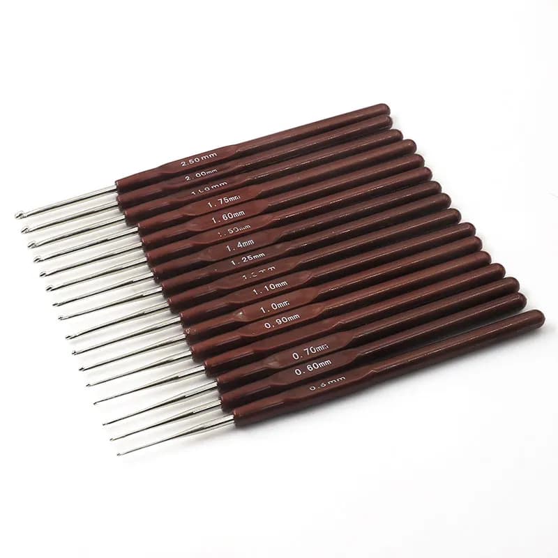 16pcs Thin Head Crochet Hook Set Knitting Needle Kit Mixed Size 0.5mm-2.5mm Weaving Process Tools Hand Woven Tools