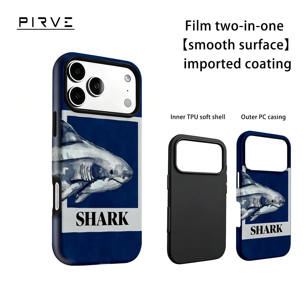 Shark Polaroid For IPhone18 17 Must-Haves Phone Case For IPhone 17 15 14 13 16 Pro Max Plus Double-Layer Tough Case
